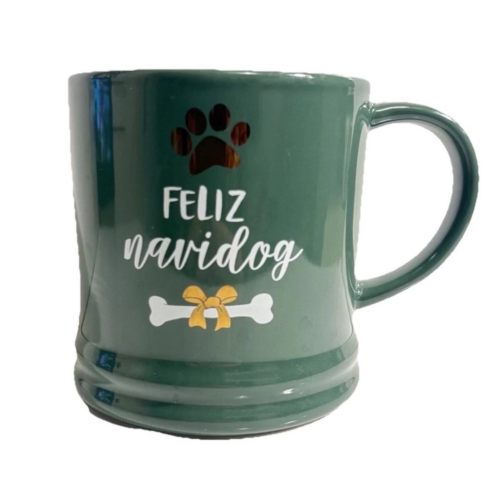 Threshold Feliz Navidog Christmas Coffee Tea Mug Green With Gold Porcelain